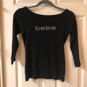 Bebe 3/4 sleeve boatneck tee
